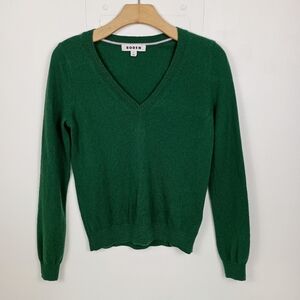 Boden Eva Cashmere V Neck Sweater XS Womens Evergreen Long Sleeve Jumper Preppy